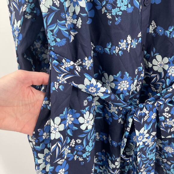 LANE BRYANT Dress Size 16 Button Down Blue Floral Knee Length NWT Plus Curvy - Picture 10 of 16